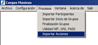 Menú aplicativo cargas masivas